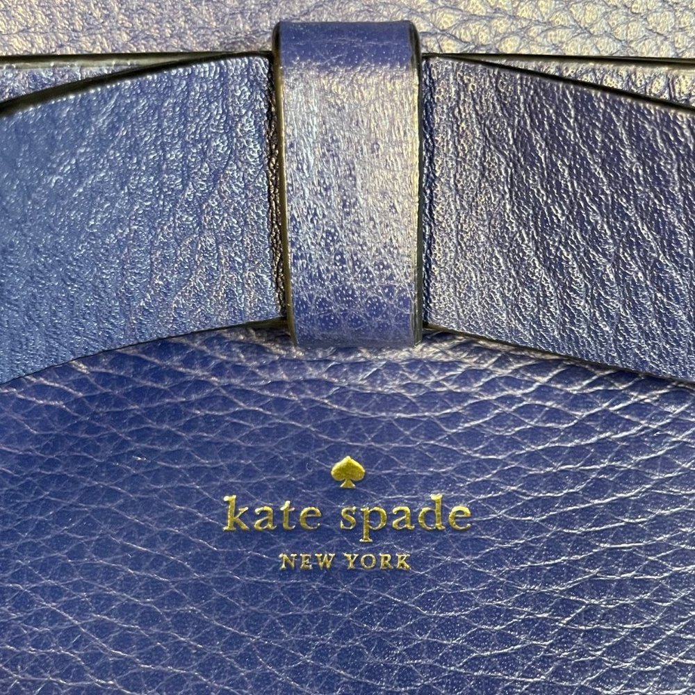 Kate Spade deep blue leather tote with bow - Picture 4 of 15